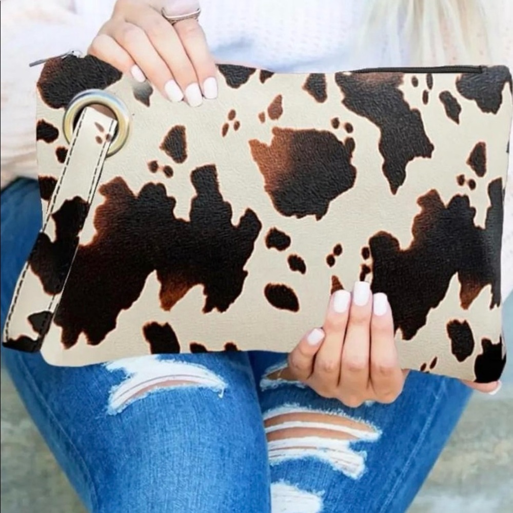 Brown Cow Print Handbag/Large Clutch